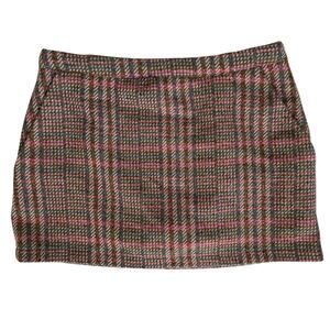 Womens Preppy Plaid Tweed‎ Skort Large Brown Pink Academia Lolita Mini